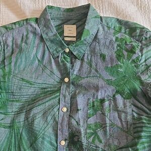 Gap Chambray Palm Leaf Fitted Boyfriend Shirt Size Medium